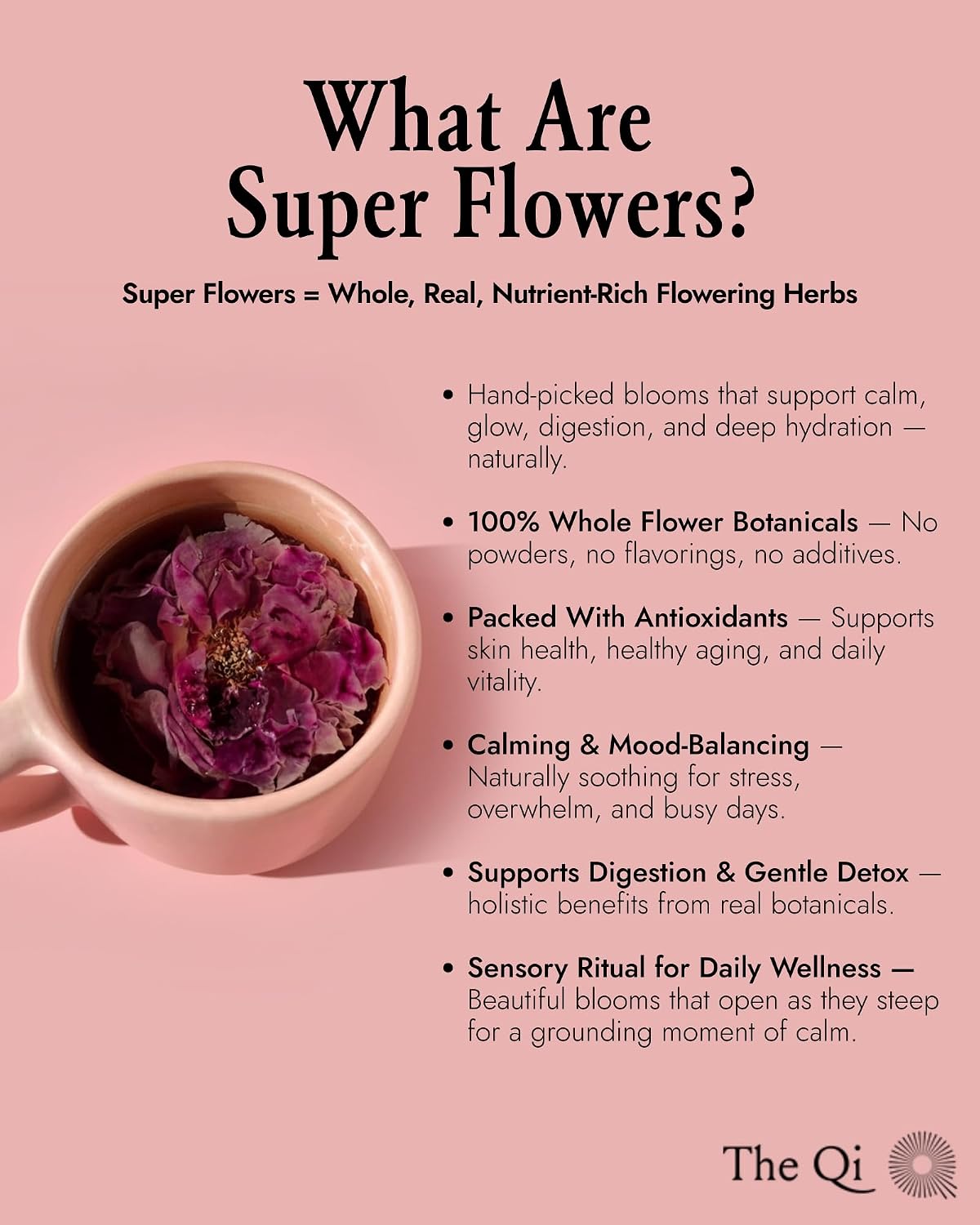 The-Qi Shangri-La Rose Blooming Flower Tea - 9 Whole Flowers, Makes 27 Cups