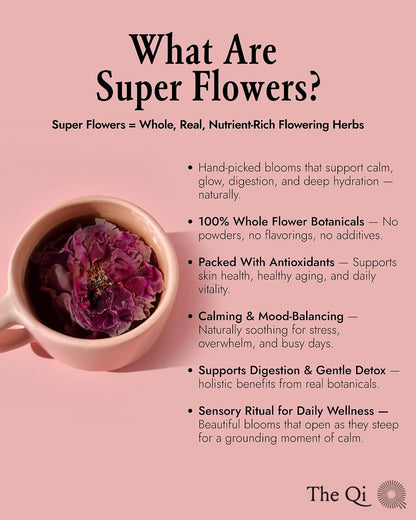 The-Qi Shangri-La Rose Blooming Flower Tea - 9 Whole Flowers, Makes 27 Cups