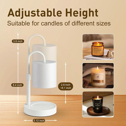 Briever Dimmable Candle Warmer Lamp with Timer, Height Adjustable Electric Candle Wax Warmer, Christmas Birthday Gifts for Women Mom, House Warming Gifts New Home Room Decor, Walnut Solid Wood Base