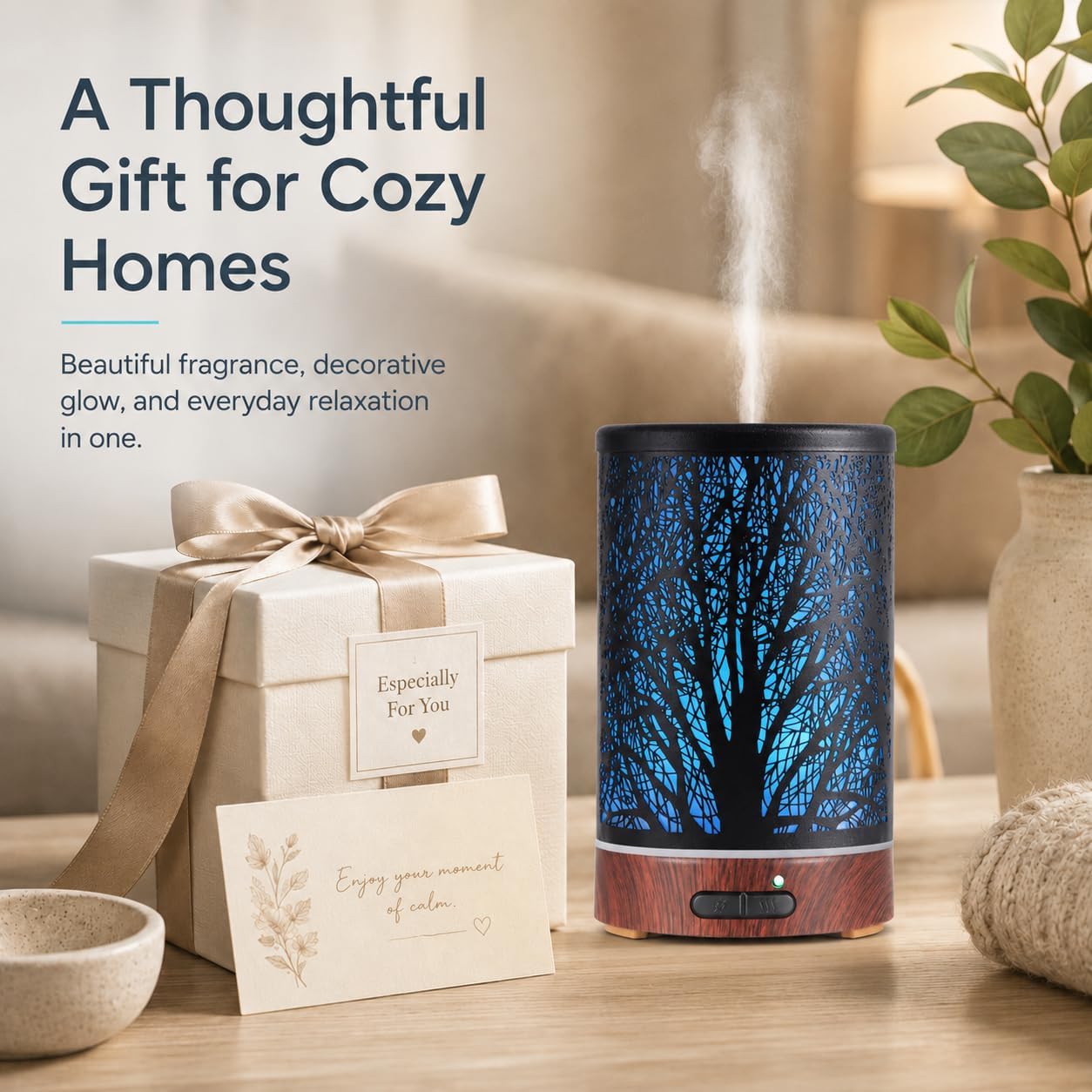 Essential Oil Diffuser, Ultrasonic Diffuser for Essential Oil, Cool Mist Humidifier Aromatherapy Diffuser with 7 Color Lighting Changing Modes, Waterless Auto Shut-Off for Home（Flower Fairy）