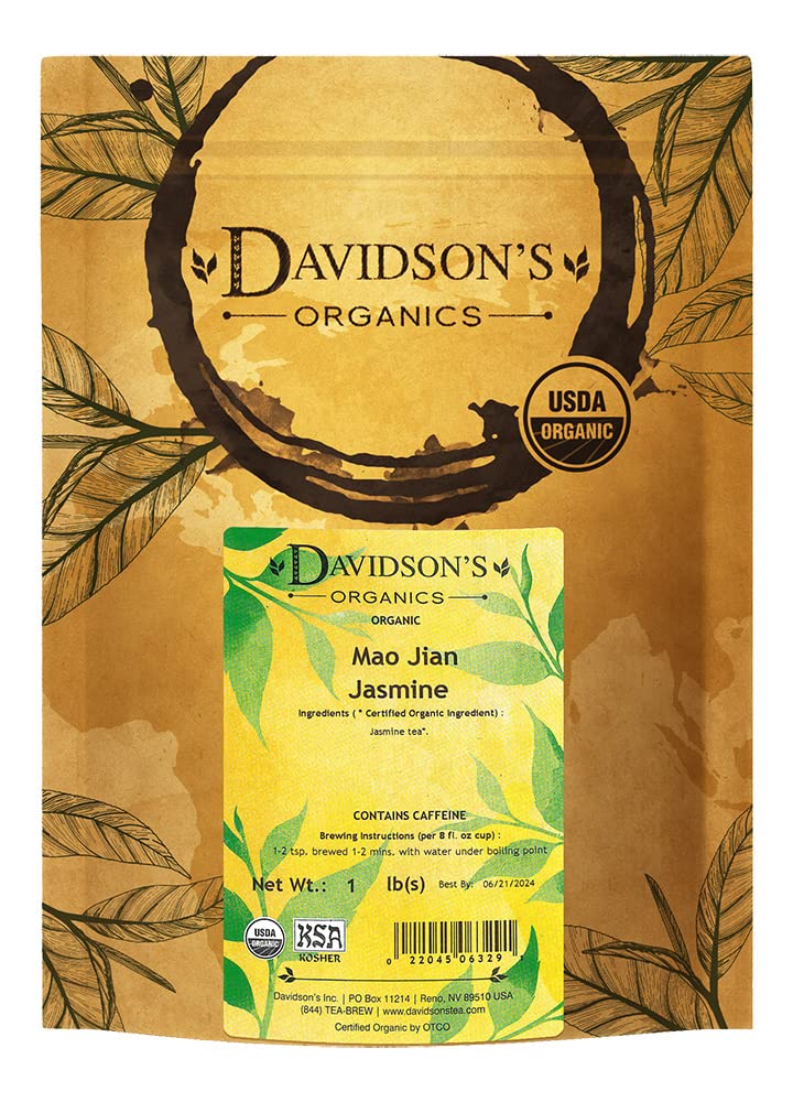 Davidson's Tea Bulk, Organic Mao Jian Jasmine, 16 Ounce