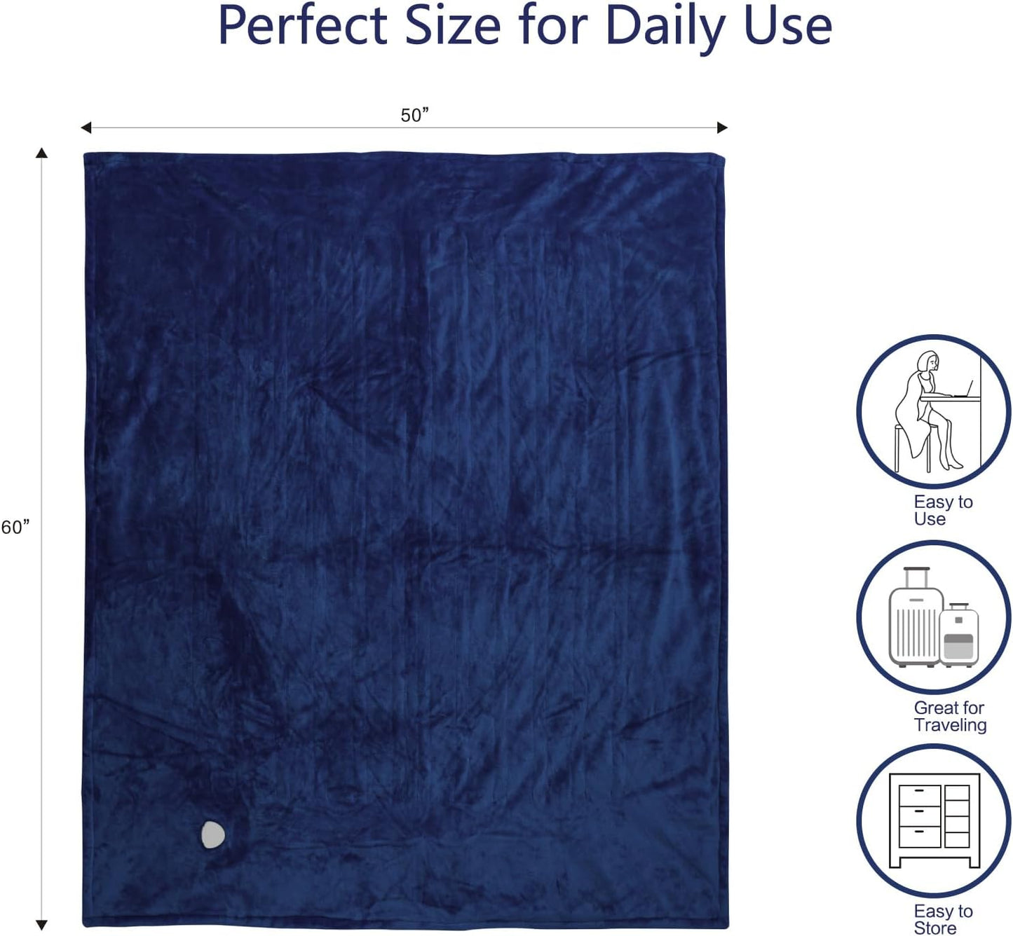 Tefici Heated Blanket Throw 50"x60", Ultra Soft 2-Layer Flannel Electric Blanket, for Home Office Sofa,3 Heat Settings, 4H Auto Off, ETL FCC Certified, Overheat Protection, Machine Washable, Camel