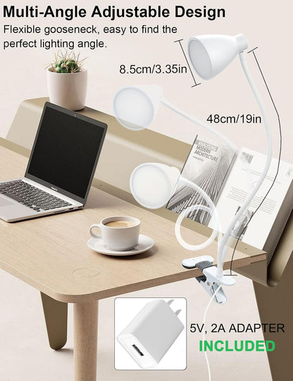 BOHON Desk Lamp with Clamp, Clip on Light, 5 Color 10 Brightness, Teal