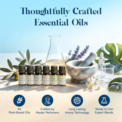 ASAKUKI Essential Oils for Diffuser –6 Mood Essential Oil Blends (Breathe, Uplift, Sensual, Balance, Unwind, Rest) for Morning to Night Rituals, Home & Daily Use-Thoughtful Gift
