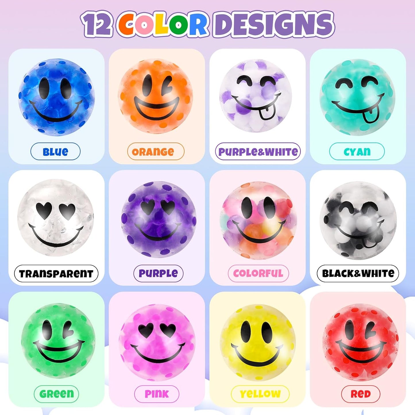 VESPRO 12 Pack Fidget Stress Balls for Adults, Cute Octopus Stress Sensory Stress Ball, Bulk Squishy Squeeze Ball Toys Set for Classroom Prizes and Birthday Party Favors