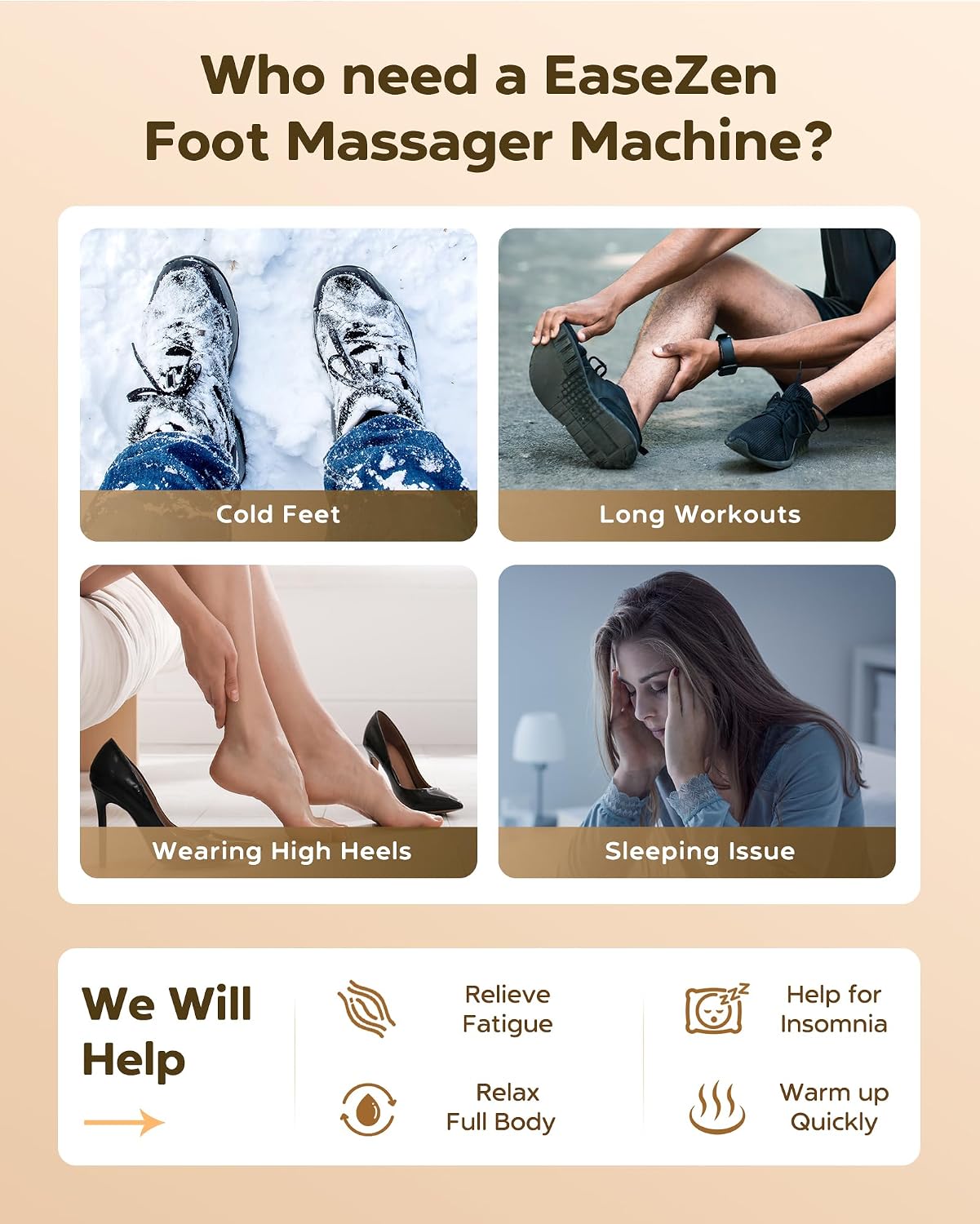EaseZen Foot Massager Machine with Heat, Shiatsu Foot Massager with Remote, 2026 Upgraded Deep Kneading, for Plantar Fasciitis, Neuropathy, Birthday Gifts for Women Mom Men Dad, Up to Foot Size 14