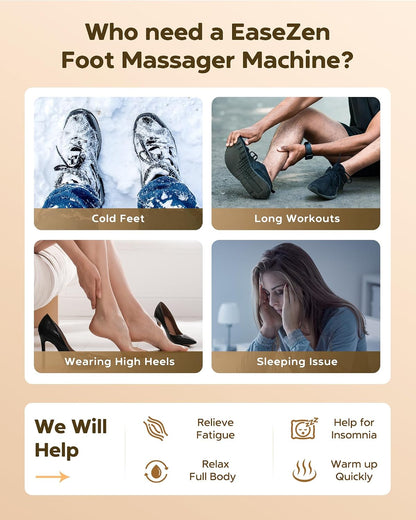 EaseZen Foot Massager Machine with Heat, Shiatsu Foot Massager with Remote, 2026 Upgraded Deep Kneading, for Plantar Fasciitis, Neuropathy, Birthday Gifts for Women Mom Men Dad, Up to Foot Size 14
