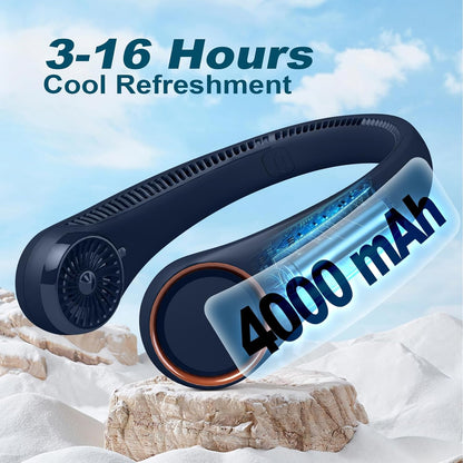 CIVPOWER Neck Fan: Portable Personal Neck Cooling Rechargeable Bladeless Fan - Hands Free 3 Speed 4000 mAh Battery USB Operated Wearable Headphone Design - Gift for Men Women Outdoor (White)