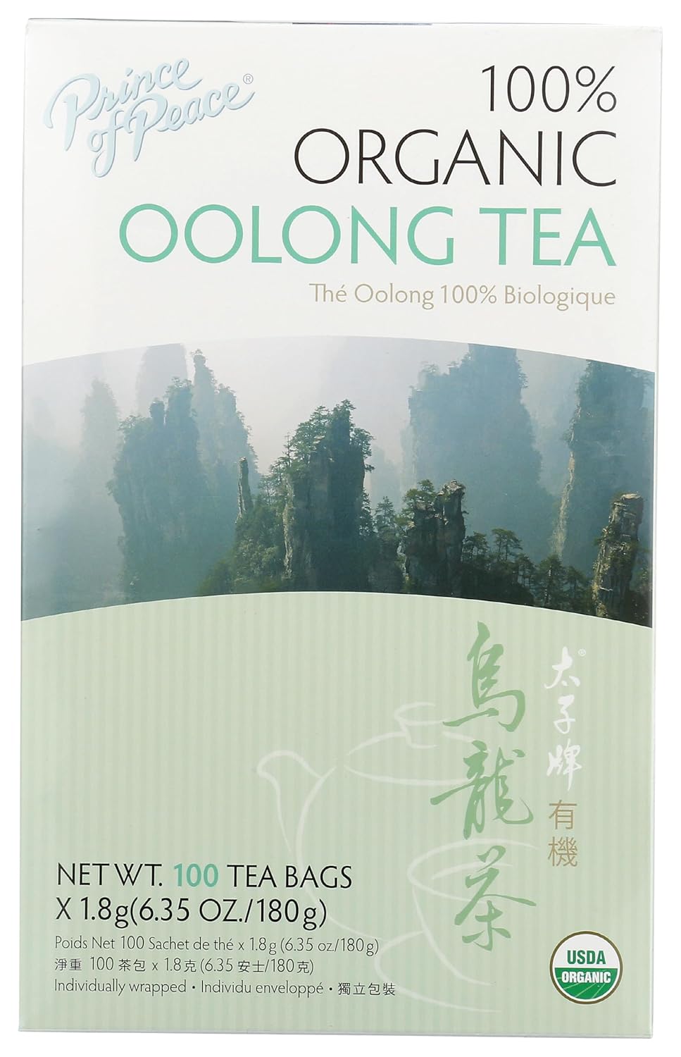Prince of Peace Organic Oolong Tea, 100 Tea Bags – 100% Organic Black Tea – Unsweetened Black Tea – Lower Caffeine Alternative to Coffee – Herbal Health Benefits