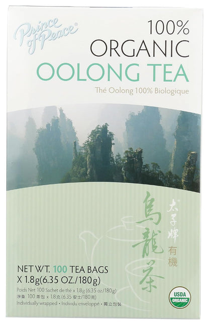 Prince of Peace Organic Oolong Tea, 100 Tea Bags – 100% Organic Black Tea – Unsweetened Black Tea – Lower Caffeine Alternative to Coffee – Herbal Health Benefits