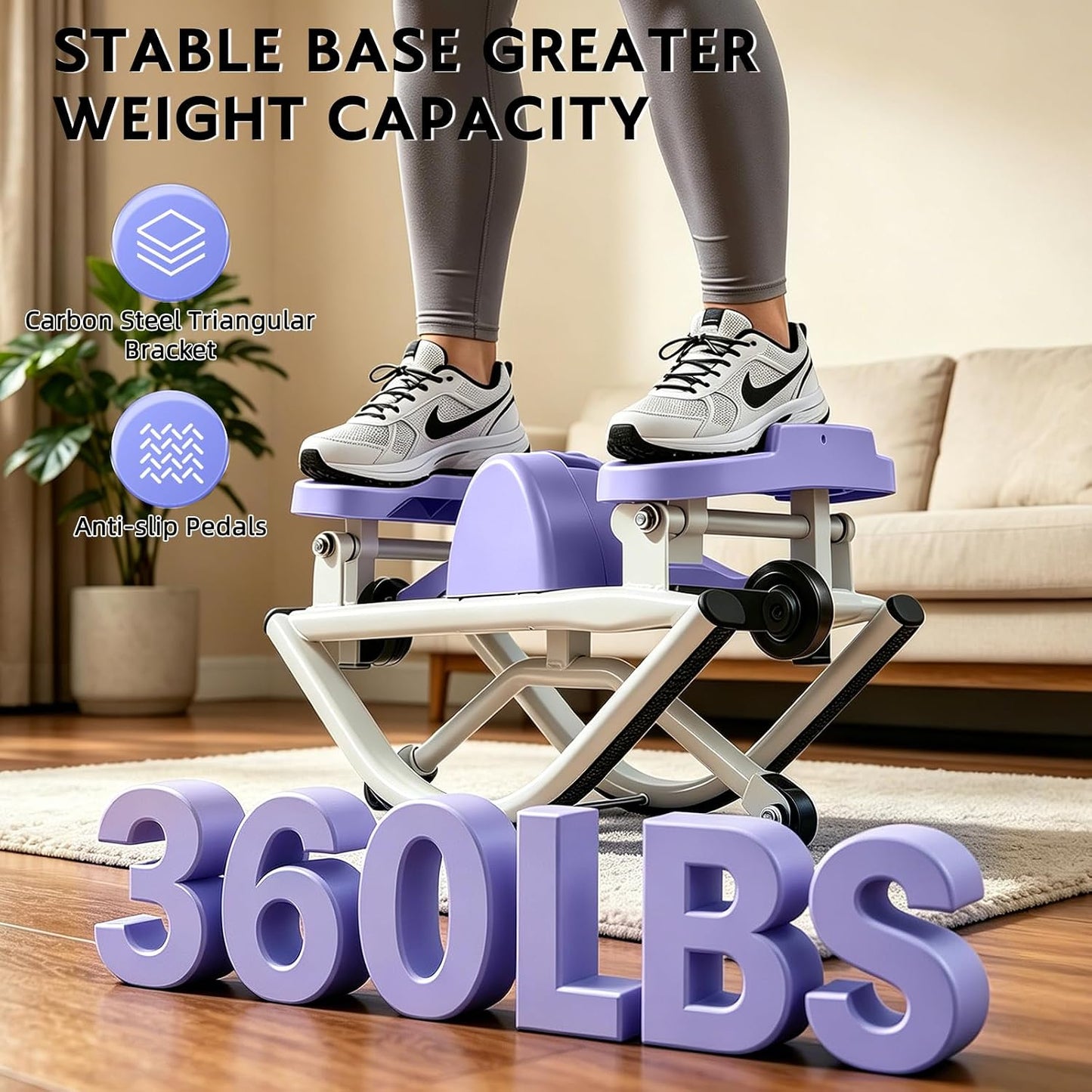 Rock Stepper with Digital Monitor, Low-Impact Compact Rock Stepper Side to Side with Resistance Bands, 360 LBS Weight Capacity, Portable Stair Stepper for Home, Apartment, Dormitory, Office