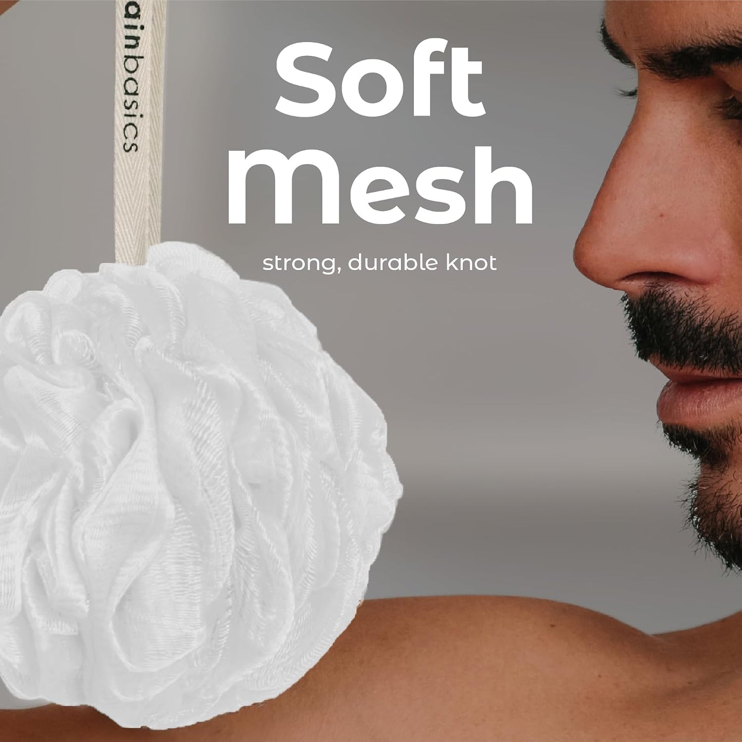 MainBasics Bath Shower Loofah Sponge Pouf Body Scrubber Exfoliator Body Wash Sponge (Set of 3, Airy Blossom)