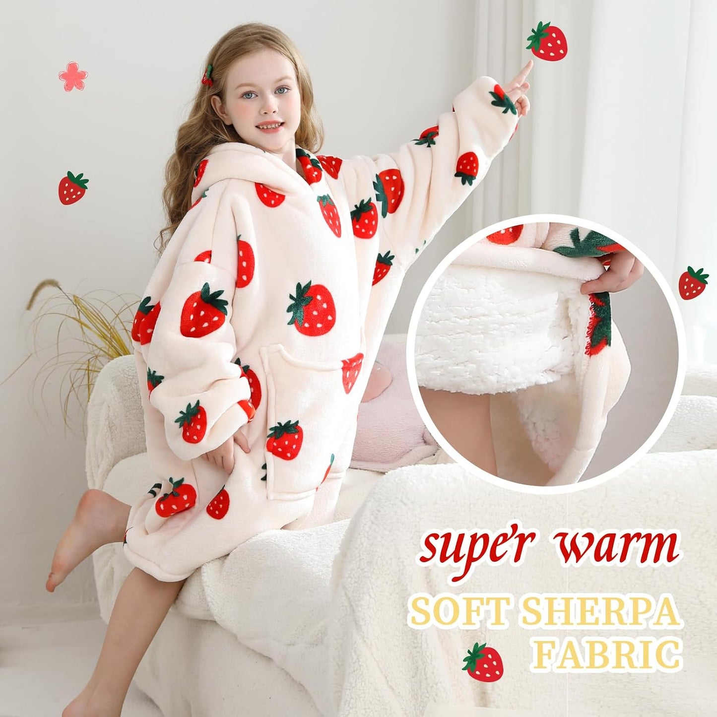 Aemilas Wearable Blanket Hoodie - Warm Sherpa Blanket Sweatshirt as Gifts for Adult Women Mom Men, One Size Fits All