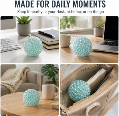 Handmade Stress Relief Balls for Adults, Soft Squeeze Fidget Toy with Rustling Sound, Portable Sensory Desk Toy for Office and Home (1 Blue)