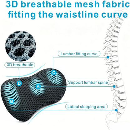 Lumbar Support Pillow for Office Chair, Ergonomic Memory Foam Back Cushion for Lower Back Support, Breathable Mesh Lumbar Cushion for Car Seat, Desk Chair & Long Sitting Relief