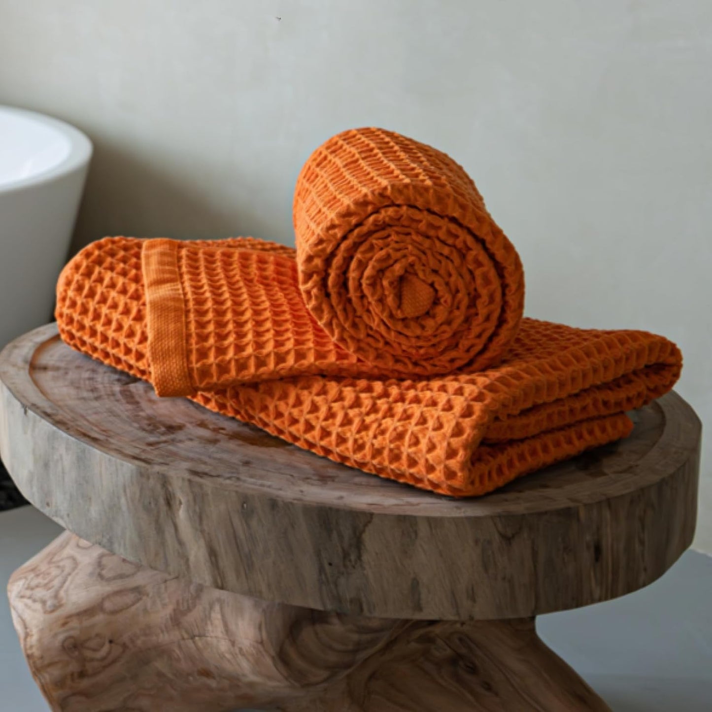 Luxury Organic Japanese Cotton Hair Drying Waffle Towel Wrap for Women | Absorbent, Quick-Dry Head Turban for Shower, Sauna, Spa | Extra Large for Long, Curly, Straight Hair With Button (White, 1 Pc)
