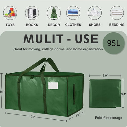 Moving Bags Extra Large - Heavy Duty Storage Totes with Wrap-Around Handles & Reinforced Zippers - Foldable Moving Box Alternative, Water-Resistant for Dorm, Closet & Under Bed Storage (Clear)