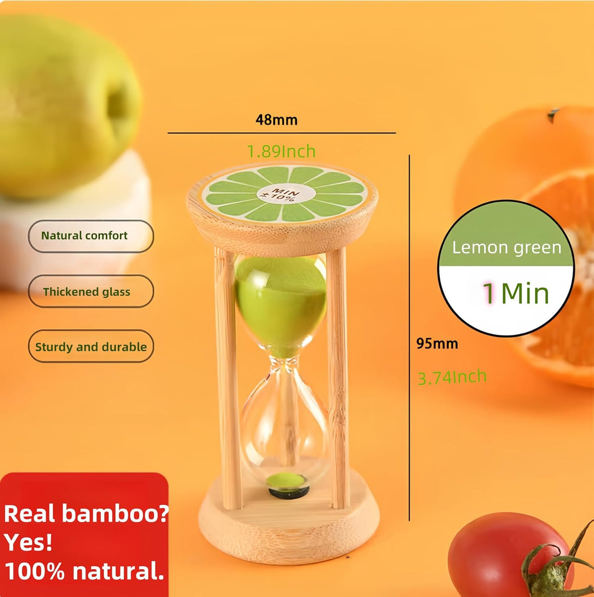 Mini Wooden Sand Timers,100% Bamboo Hourglass Sand Timers 1Min Sandglass Timer for Toothbrush Timer Games Classroom Home Office Cooking(Blue+1Min)