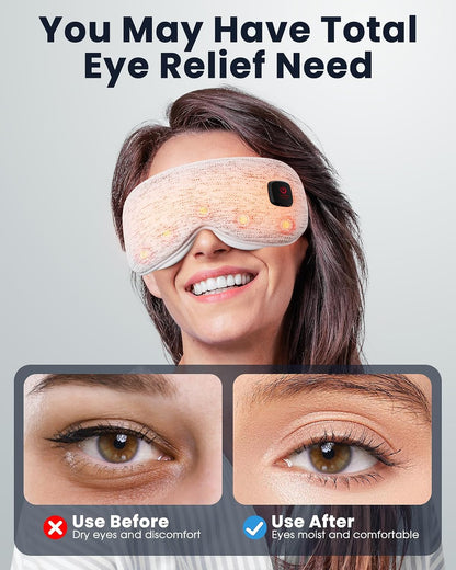 Heated Eye Mask - Cordless Eye Mask for Dry Eyes, FSA-HSA Eligible, Eye Relief, Improved Sleep, Washable Eye Heating pad for Travel and with Replaceable Shell