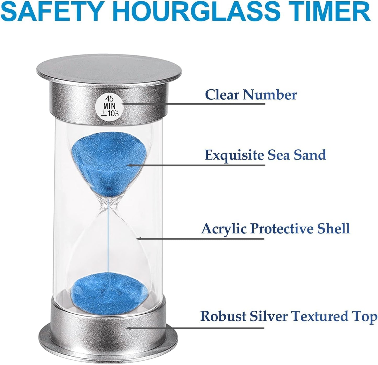 2 Minute Hourglass Sand Timer with Suction Cup,Unbreakable Sucker Sand Clock Timer 2 min,Plastic Mini Sand Watch,Rotatable Reloj De Arena for Kids Toothbrush(Blue)