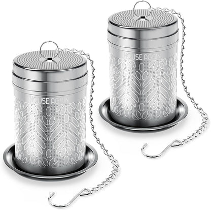 House Again Large Tea Infusers, Extra Fine Mesh Tea Strainers for Loose Tea, Slim Threaded Lid & 304 Stainless Steel, Filter Bags Diffusers, Loose Leaf Tea Steeper for Brew Tea Spices & Seasonings