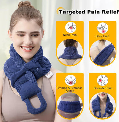 UNCN Long Wide Heating Pad for Neck and Shoulders Back 33x5.9 Microwavable Large Moist Heat Pack Warm Hot Compress Neck Wrap Weighted Bag Massage Reusable Herbal Nature Calming Portable 1.95Pounds