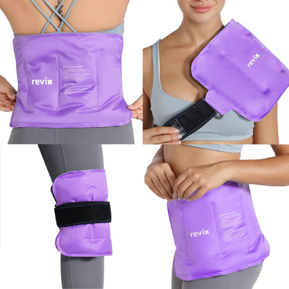 REVIX Ice Pack for Injuries Reusable Gel for Lower Back, Cold Packs for Back Shoulder, Elbow, Hip, Leg, Wrap Around Entire Knee, Soft Cold Compress,16 × 9" Navy