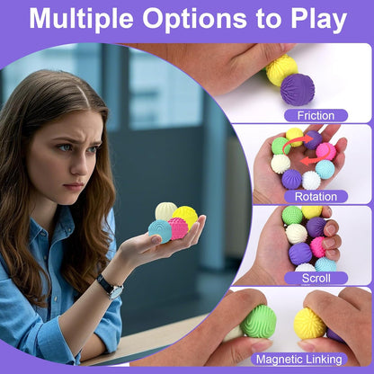 BUSOHA Silicone Fidget Balls - 4 Pack Fidget Toys Adults Sensory Toys Stress Balls for Adults Teens Gifts for Calming,Autism and ADHD Office