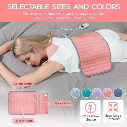 Heating Pad for Period Cramps, Heating Pad for Back/Neck/Shoulder Muscle Pain, 6 Heating & 4 Timer Setting, Auto Shut Off, Dry/Moist Heat & Machine Washable, Birthday Christma s Gifts for Women Mom