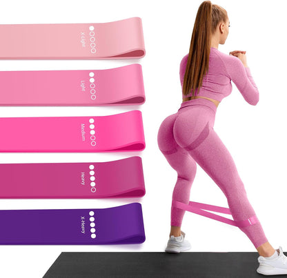 Resistance Bands for Working Out, 5 Levels Resistance Exercise Bands with Woven Bag, Bands for Working Out Women Men, Yoga, Pilates, Rehabilitation Training