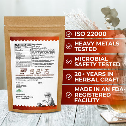 50 Bags Chaga Tea Chaga Mushroom Tea Herbal (Inonotus Obliquus) - 50 Count 1.5g Bags Herb