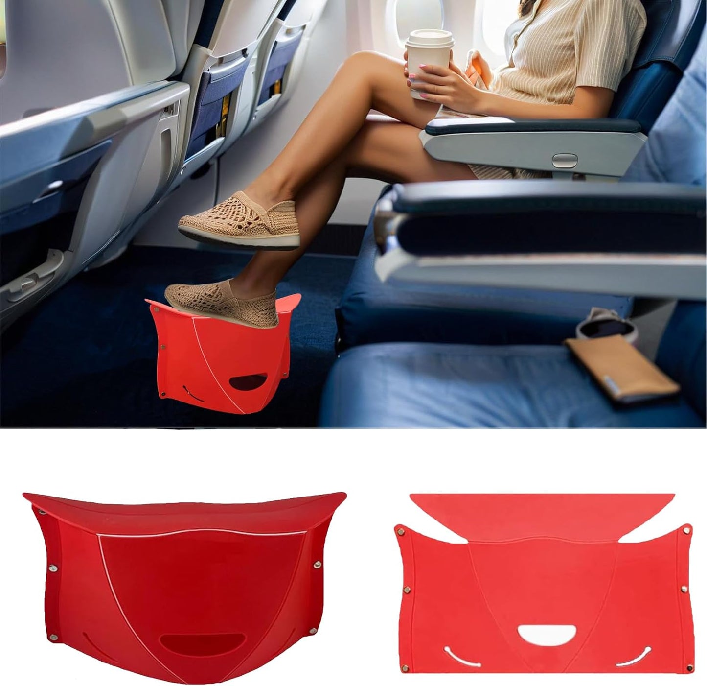 Travel Foot Rest for Airplane,Airplane Foot Rest,Portable Folding Under Desk Foot Stool,Relieves Back & Knee Pain,Comfortable for Long Flights,Cars,Trains,Ultralight Mini (Dark Blue)