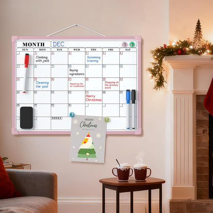 MaxGear Monthly Calendar Dry Erase Board for Wall, 16"x12", White Frame | Double-Sided, Hanging Small White Board, Portable Whiteboard for Planning, Drawing, Memo, to Do List, Home, Kitchen, Office