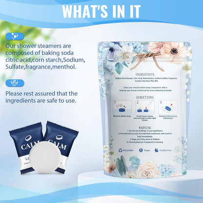 TranquilBliss Shower Steamers-15 Pack Shower Bombs with Lavender Scent, Self-Care Presents for Women Who Have Everything, Relaxation Birthday Presents for Women, Valentines Day Presents for Her