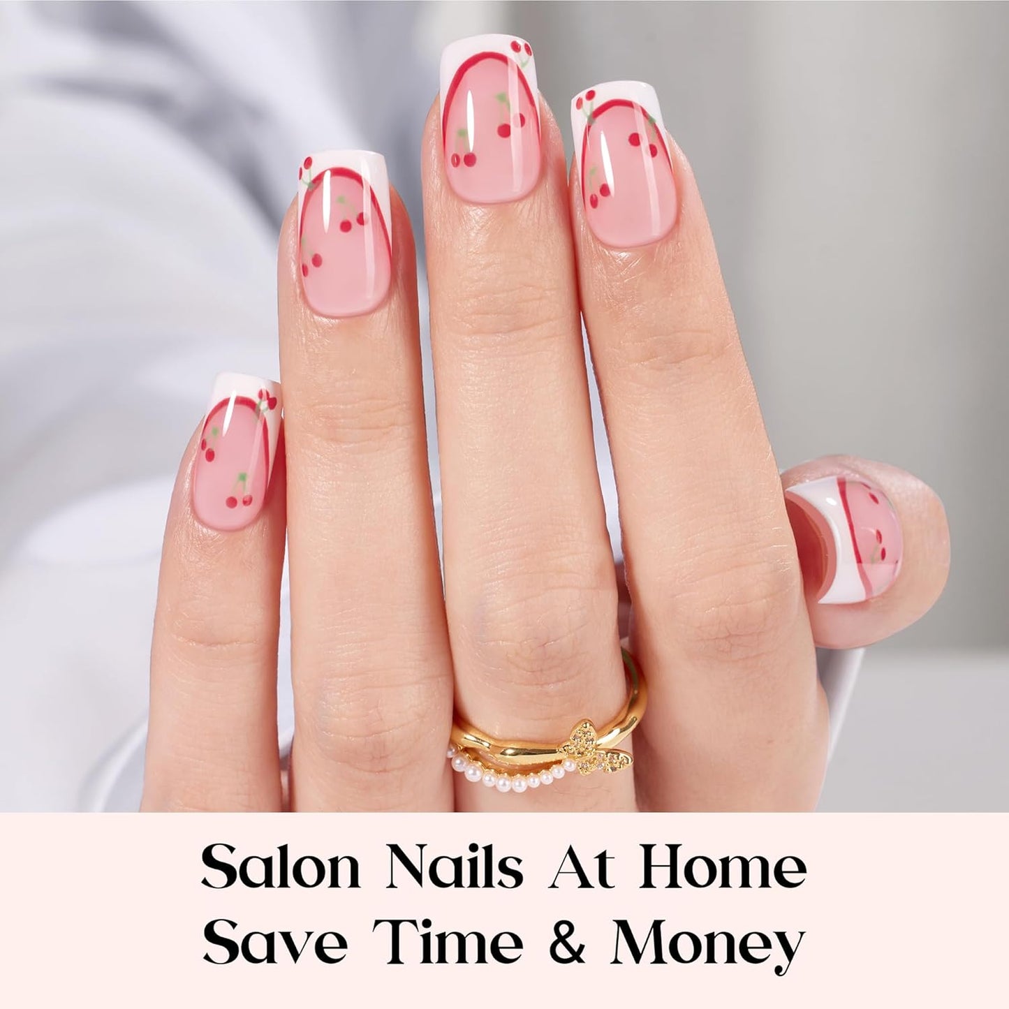 Beetles Press On Nail Kit-Short Square French Tip Press On Nails, 150Pcs Pink French Nail Tips with Nail Glue & Remover Builder Top Coat Nail Lamp, All-in-One DIY Fake Nails Gift for Women