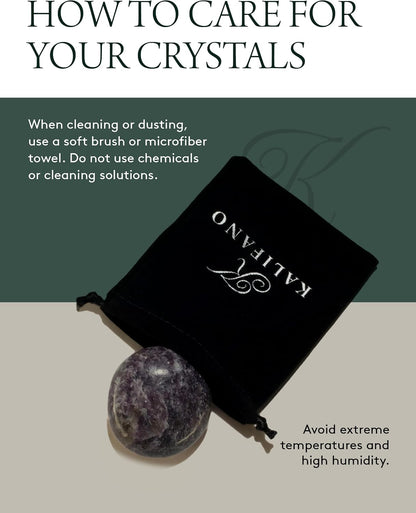 KALIFANO Palm Stone with Healing & Calming Effects - AAA+ Grade High Energy Worry Stone with Information Card - Reiki Crystal Used for Courage (Family Owned and Operated)