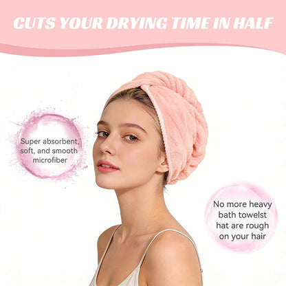 Microfiber Hair Towel Wrap for Women, Soft Lightweight Quick Dry Turban, Drying Hair Towels for Women, Hair Drying Towel for Curly & Long Hair - Yellowish-white (Note: This model is ultra-slim.)