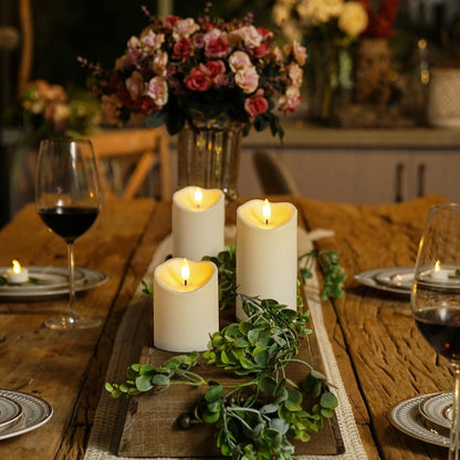 Homemory 6"x3" Outdoor Waterproof Flameless Candles, LED Candles, Battery Operated Candles with Remote and Timers, Electric Fake Plastic Pillar Candles, Ivory White, Set of 2
