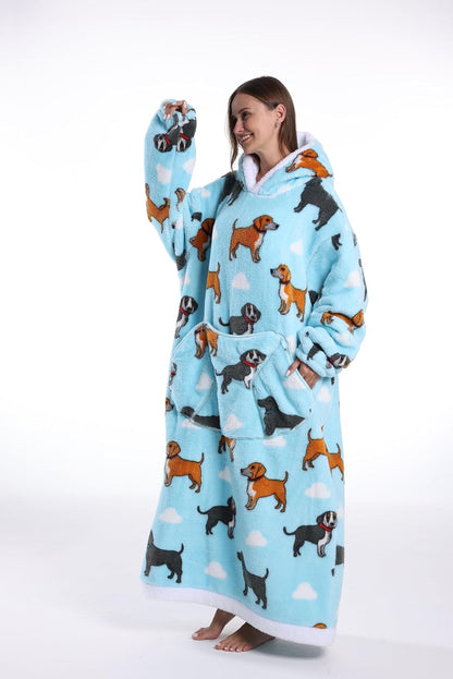 Capecage Blanket Hoodie, Long Hooded Blanket Sweatshirt as Birthday Gifts for Women Men, Long Wearable Blanket for Women Men.