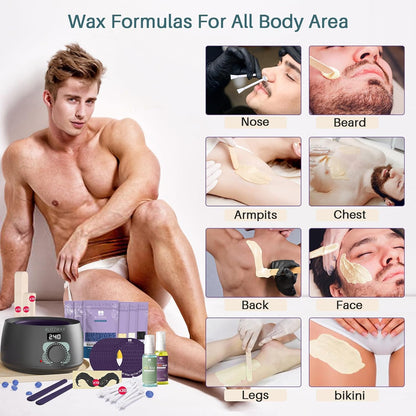 BLITZWAX Brazilian and Bikini Waxing Kit for Women, Hard Wax Warmer for Face, Legs and Body, At Home Hair Removal Kit, Beginner Friendly, Digital Fast Heating, 51 Wax Items