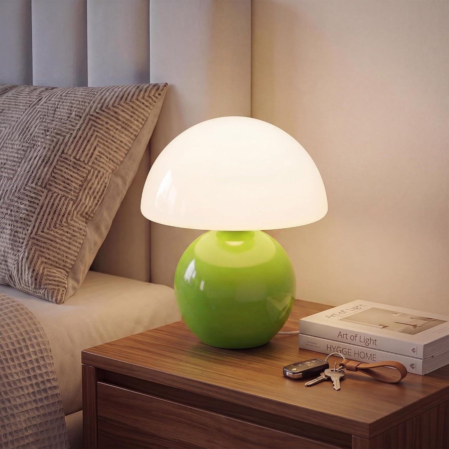 Dawnwake Mushroom Lamp Table Lamp for Bedroom,Desk Bedside Small Lamps for Living Room Night Stands,Mushroom Decor Cute Mini Modern Mid Century Lamps,Unique Aesthetic Home Living Room Decor(White)