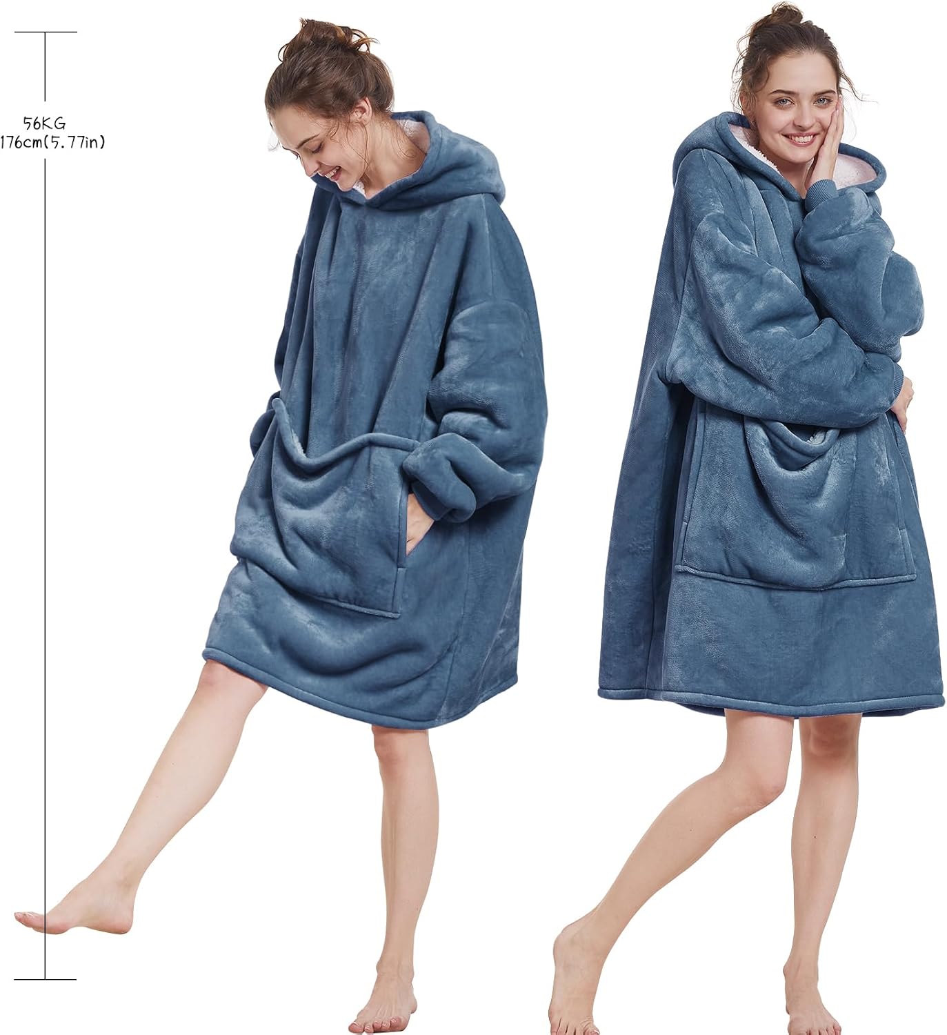 Aemilas Wearable Blanket Hoodie - Warm Sherpa Blanket Sweatshirt as Gifts for Adult Women Mom Men, One Size Fits All