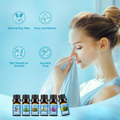 Men Essential Oils Set for Diffuser for Home, 6x10ml Masculine Fragrance Oils for Candle Making, Scented Oil Gift Set for Men, Mahogany, Sandalwood, Cologne, Smoke Vanilla, Leather