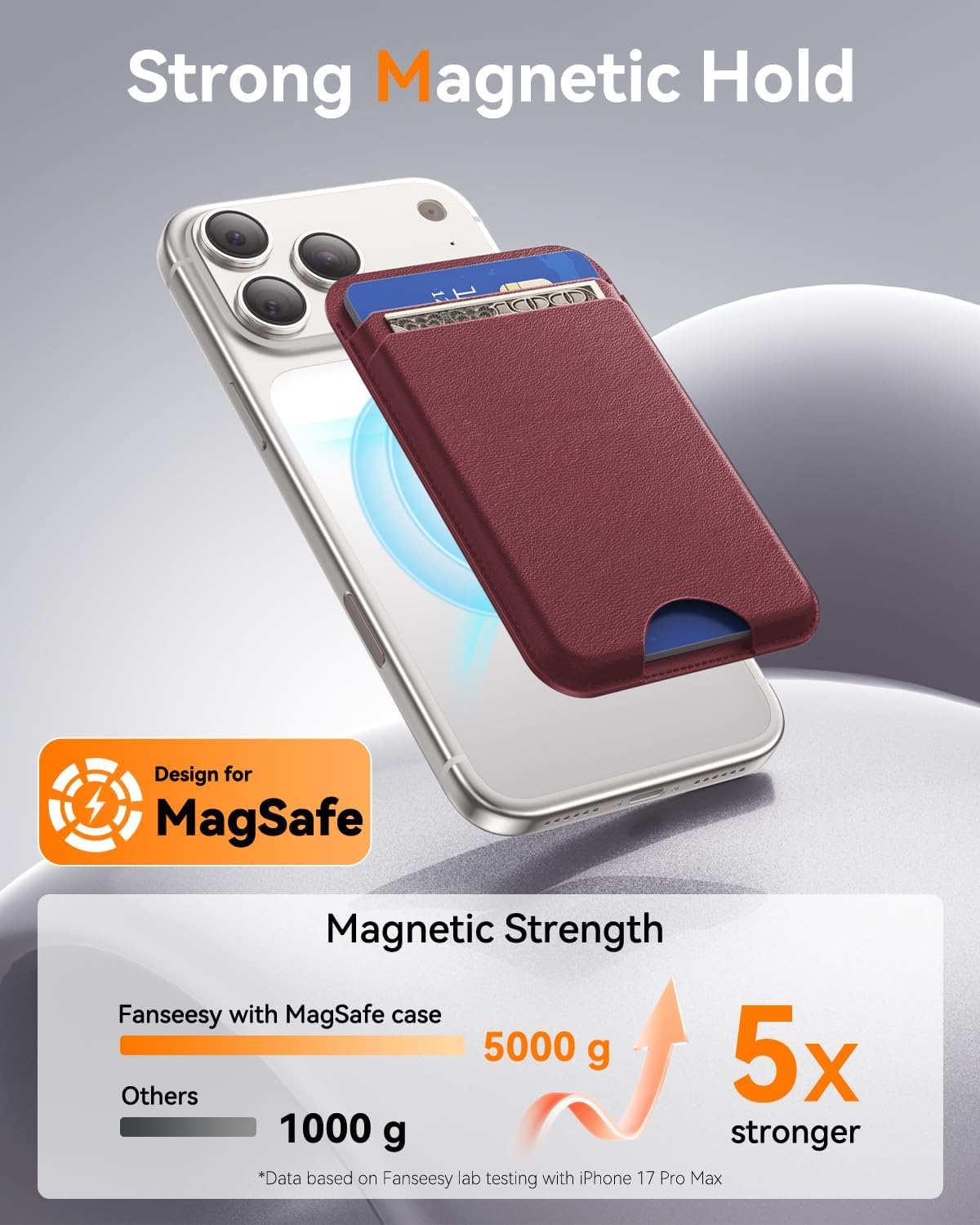 for MagSafe Wallet, Works with Apple Find My,4 Card Holder, Magnetic Phone Wallet for iPhone 18/17/16/15/14/13/12 Pro Max Air Plus Series, RFID Blocking Vegan Leather,Black