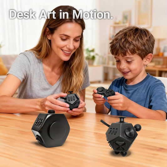 Fidget Toy Cube Set 4pcs 12 Sided Cube Relief Anxiety Improve Concentration,Fidget Toys Adults Alleviate Anxiety and Stress for Work,Fidget Toys for Kids Audible/Silent Fidgets Toys for ADD/ADHD/OCD