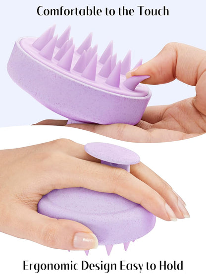 HEETA Scalp Massager Hair Growth, Soft Silicone Scalp Scrubber Shampoo Brush for Exfoliation, Dandruff Removal Head Massage Stress Relax, Wet & Dry Use for Thick Thin Curly Hair Care, Black