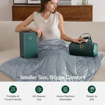 Kaisa Weighted Lap Blanket 7 lbs 41" x 53", Cozy Luxury Crystal Velvet Small Weighted Blanket for Adults, Portable Travel Weighted Blanket for Relaxation, All-Season Blanket, Machine Washable, Green