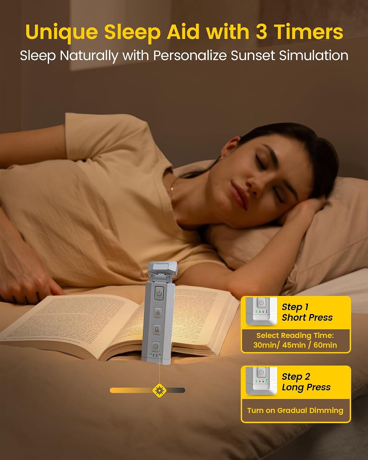 Glocusent Extendable Book Light, Full-Page USB Rechargeable Reading Light