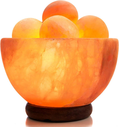 UMAID Himalayan Salt Lamp 8–10"(7–11 lb) Dimmable Pink Rock Salt Lamp with Wooden Base & Night Light Bulb, Spa Decor for Meditation Room, Massage Stones Ambiance, Desk & Bedroom,Gifts for Men & Women