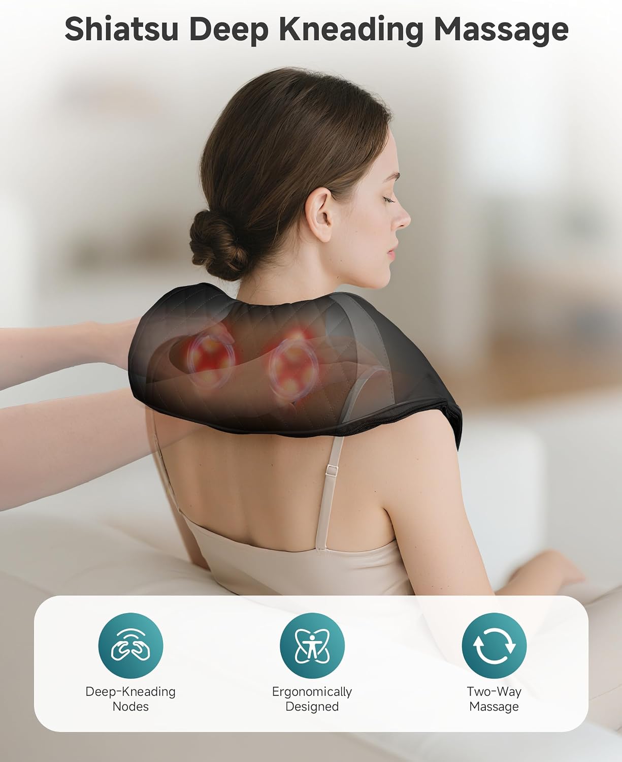 Snailax Cordless Massager - Shiatsu Neck and Shoulder Massager with Heat, FSA Eligible, Portable, Lumbar, Back Electric Massage Pillow, Gift for Woman, Mom, Dad